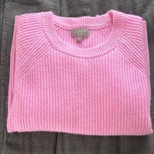 J. Crew Pink Cashmere Ribbed Crew Neck Sweater